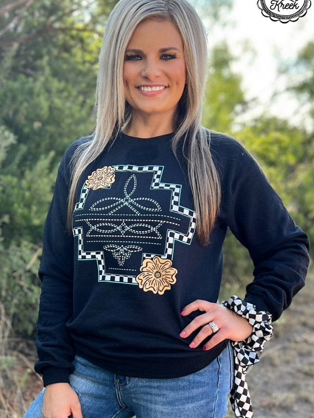 Black Floral Graphic Sweatshirt - Women Tops Sterling Kreek